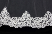 Veil - One layer - Sequined Lace Appliques Hem - 36" - VL-V1068IV